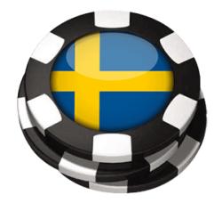 Tre spelpolletter med svensk flagga inuti